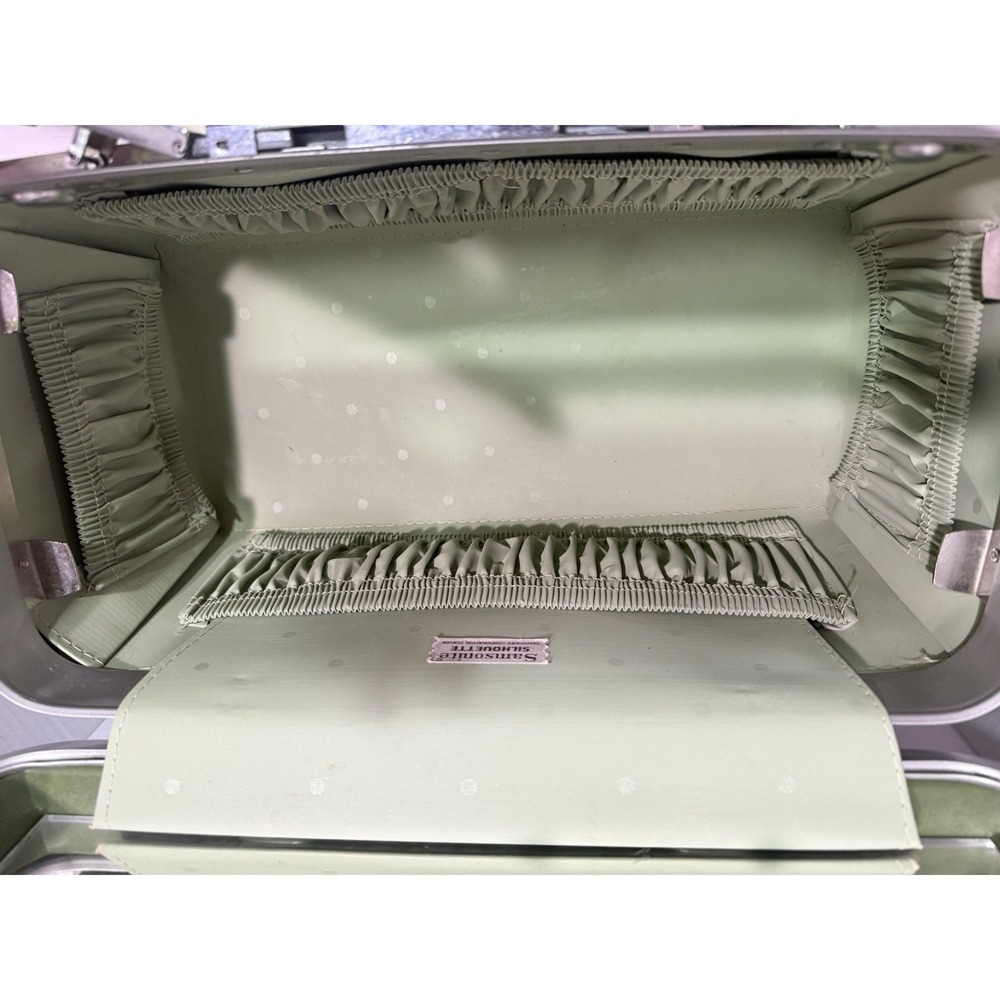 Vintage‎ Samsonite Train Case Green Vanity Makeup Travel Case Tray Key & Mirror - Picture 5 of 7